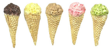 Dollhouse Miniature Ice Cream Cone, Set Of 5